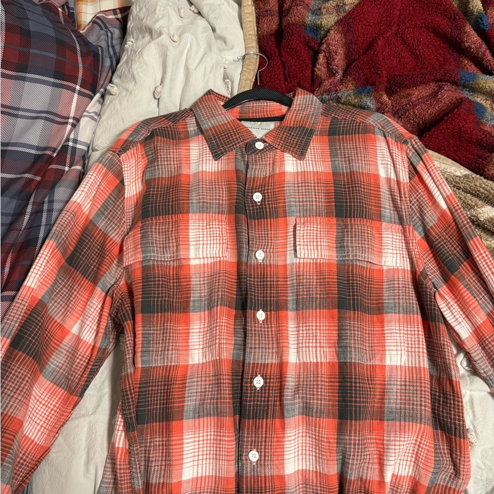American Eagle Outfitters Red and Black Plaid Shirt